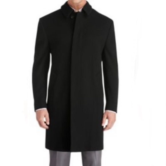 NWOT Jos. A. Bank black merino wool 3/4 top coat size 40 R